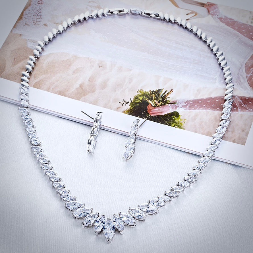 Taylor - Silver Cubic Zirconia Bridal Jewelry Set