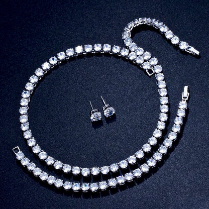 Brandi - Silver Cubic Zirconia Bridal Three-Piece Jewelry Set
