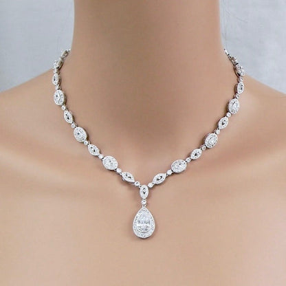 Alexa - Cubic Zirconia Bridal Backdrop Necklace - Available in Silver and Rose Gold