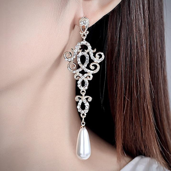 Charleston - Rhinestone and Pearl Bridal Earrings
