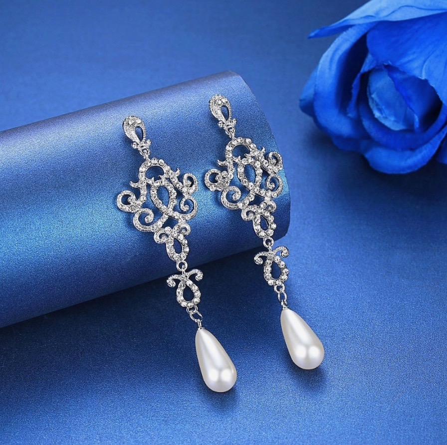 Charleston - Rhinestone and Pearl Bridal Earrings