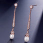 Cece - Art Deco Pearl and CZ Bridal Earrings - Available in Silver, Rose Gold and Yellow Gold