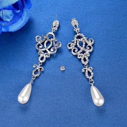 Charleston - Rhinestone and Pearl Bridal Earrings