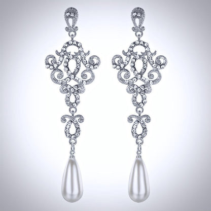 Charleston - Rhinestone and Pearl Bridal Earrings