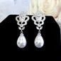 Ayla - Pearl and Cubic Zirconia Bridal Earrings