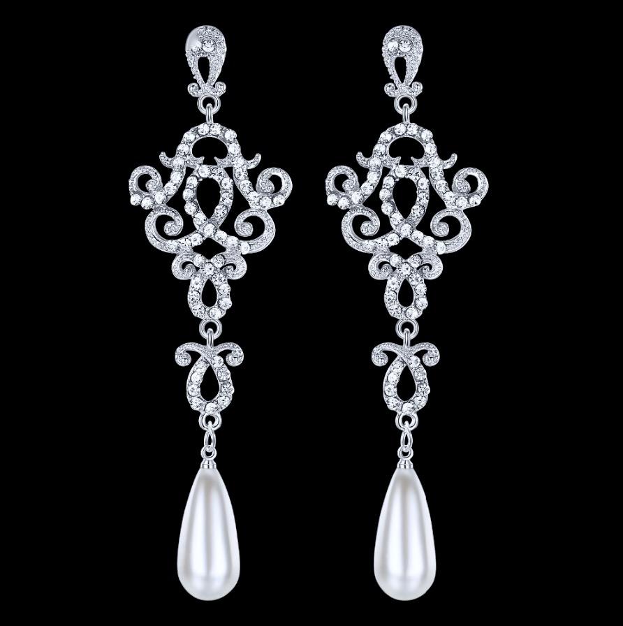 Charleston - Rhinestone and Pearl Bridal Earrings