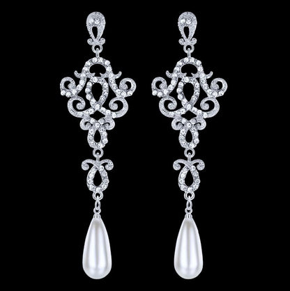 Charleston - Rhinestone and Pearl Bridal Earrings