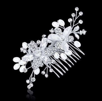 "Thea" - Pearl Bridal Hair Comb - Available in Silver and Rose Gold