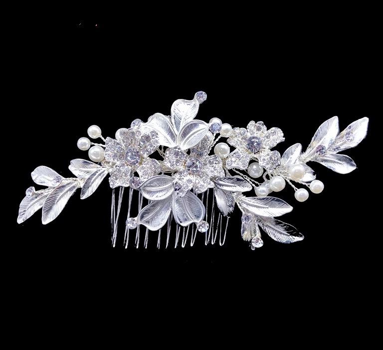 "Aliya" - Pearl Bridal Hair Comb - Available in Silver and Rose Gold