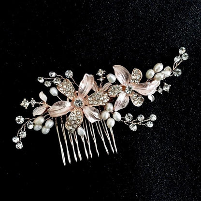 "Thea" - Pearl Bridal Hair Comb - Available in Silver and Rose Gold