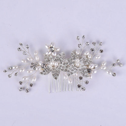 Ellysia - Silver Pearl and Crystal Bridal Hair Comb