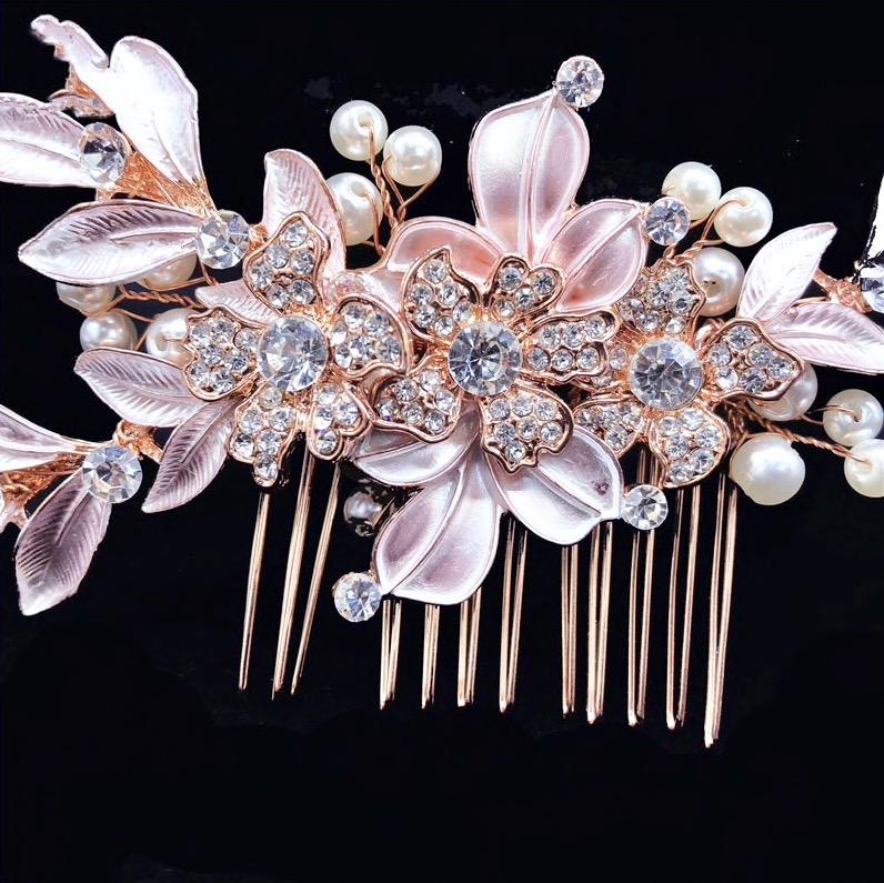 "Aliya" - Pearl Bridal Hair Comb - Available in Silver and Rose Gold