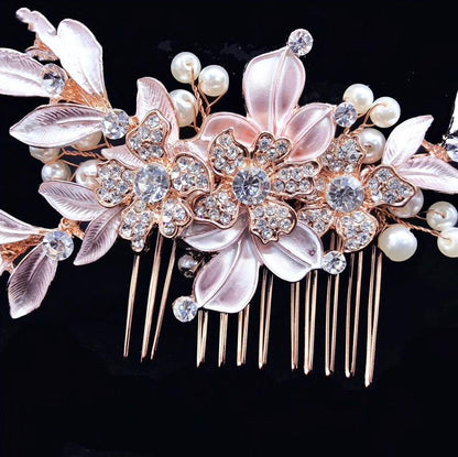 "Aliya" - Pearl Bridal Hair Comb - Available in Silver and Rose Gold