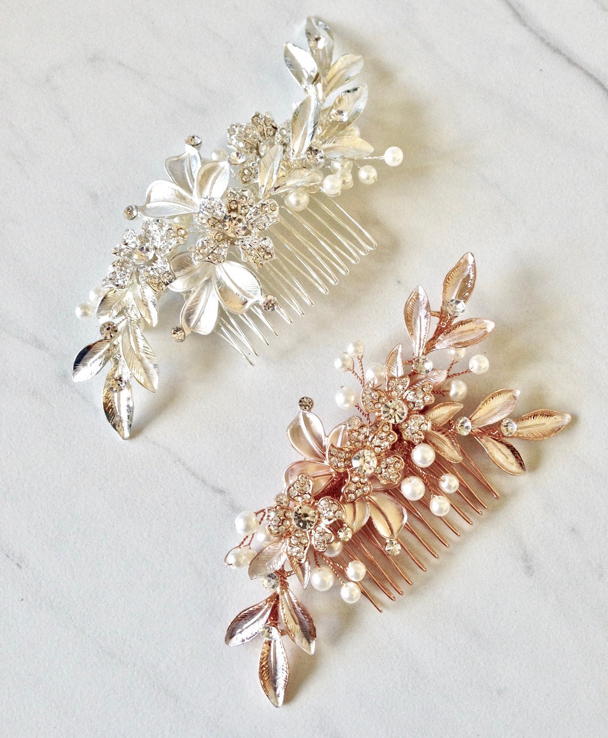 "Aliya" - Pearl Bridal Hair Comb - Available in Silver and Rose Gold