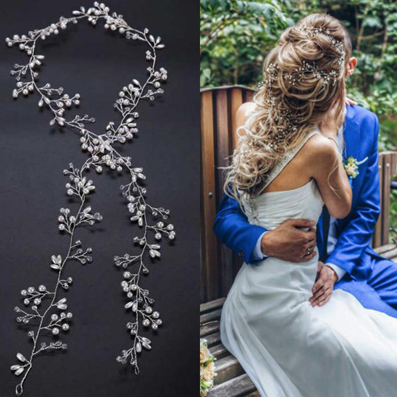 June - Pearl and Crystal Bridal Hair Vine - Available in Silver, Rose Gold and Yellow Gold