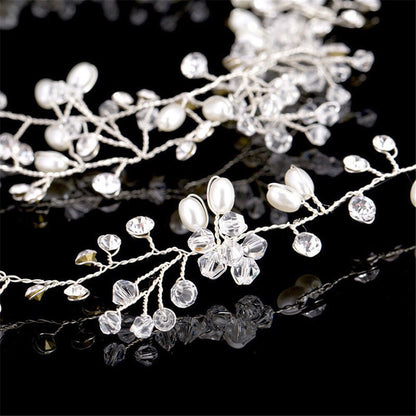 June - Pearl and Crystal Bridal Hair Vine - Available in Silver, Rose Gold and Yellow Gold