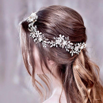 Amanda - Pearl and Crystal Bridal Headband - Available in Gold and Silver