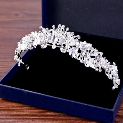 Giada - Pearl and Crystal Bridal Tiara - Available in Yellow Gold and Silver