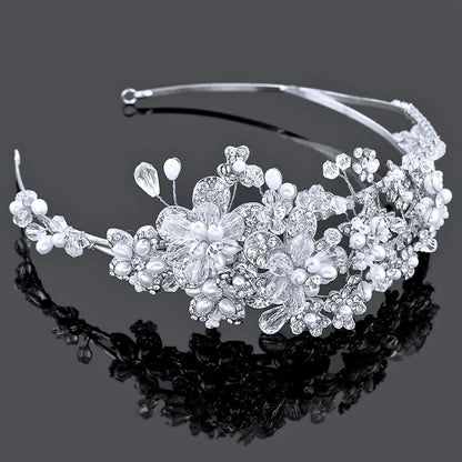 Deirdre - Pearl and Crystal Bridal Headband - Available in Gold and Silver