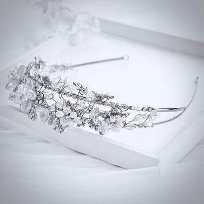 Deirdre - Pearl and Crystal Bridal Headband - Available in Gold and Silver
