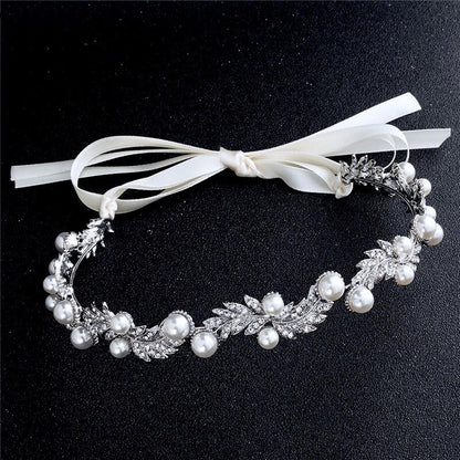 "Clarissa" - Silver Pearl and Crystal Bridal Headband