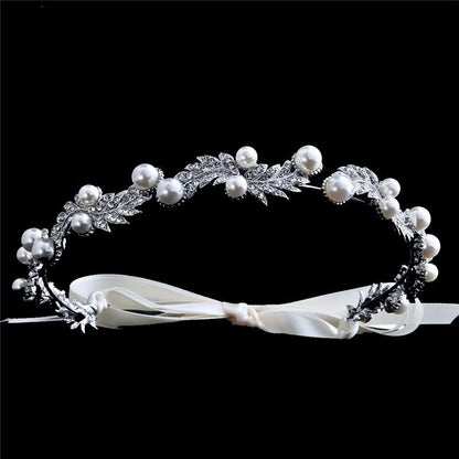 "Clarissa" - Silver Pearl and Crystal Bridal Headband