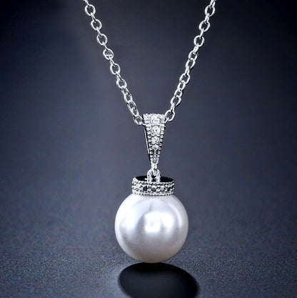 Stacey - Pearl and Cubic Zirconia Bridal Jewelry Set - Available in Silver, Rose Gold and Yellow Gold