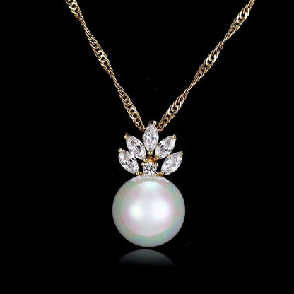 Catherine - Pearl and Cubic Zirconia Jewelry Set - Available in Silver and Gold