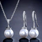 Stacey - Pearl and Cubic Zirconia Bridal Jewelry Set - Available in Silver, Rose Gold and Yellow Gold