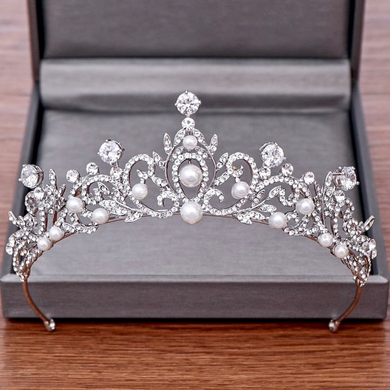 "Elodee" - Wedding Pearl and Rhinestone Tiara