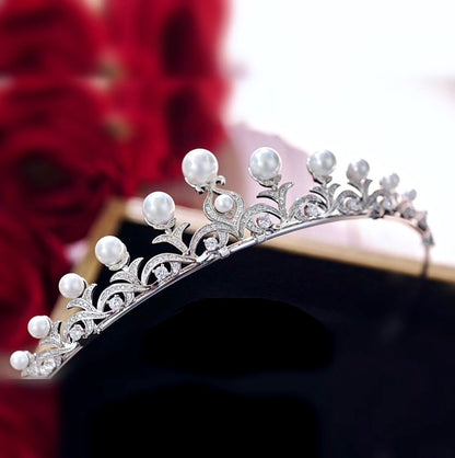 Nadine - Wedding Pearl and Cubic Zirconia Tiara