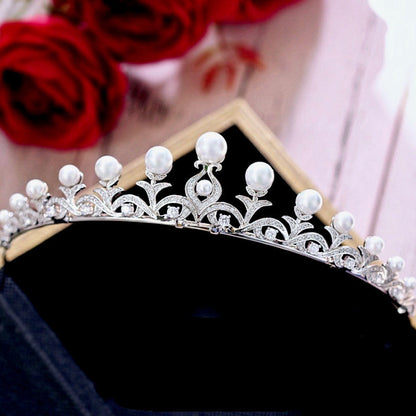 Nadine - Wedding Pearl and Cubic Zirconia Tiara
