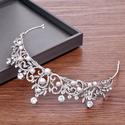 "Elodee" - Wedding Pearl and Rhinestone Tiara