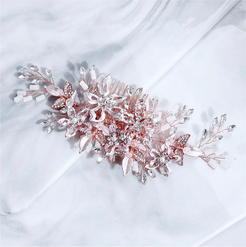 Andra - Crystal Bridal Hair Comb - Available in Silver, Rose Gold and Yellow Gold