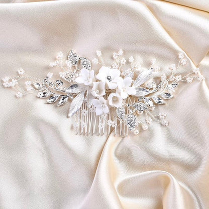 Dawn - Pearl and Crystal Bridal Hair Comb - Available in Silver, Rose Gold and Yellow Gold