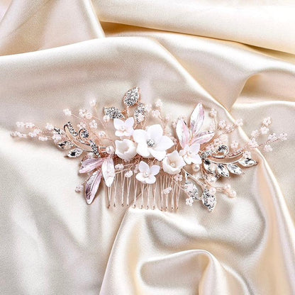 Dawn - Pearl and Crystal Bridal Hair Comb - Available in Silver, Rose Gold and Yellow Gold