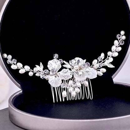 Alexandra - Pearl and Crystal Bridal Hair Comb - Available in Gold and Silver
