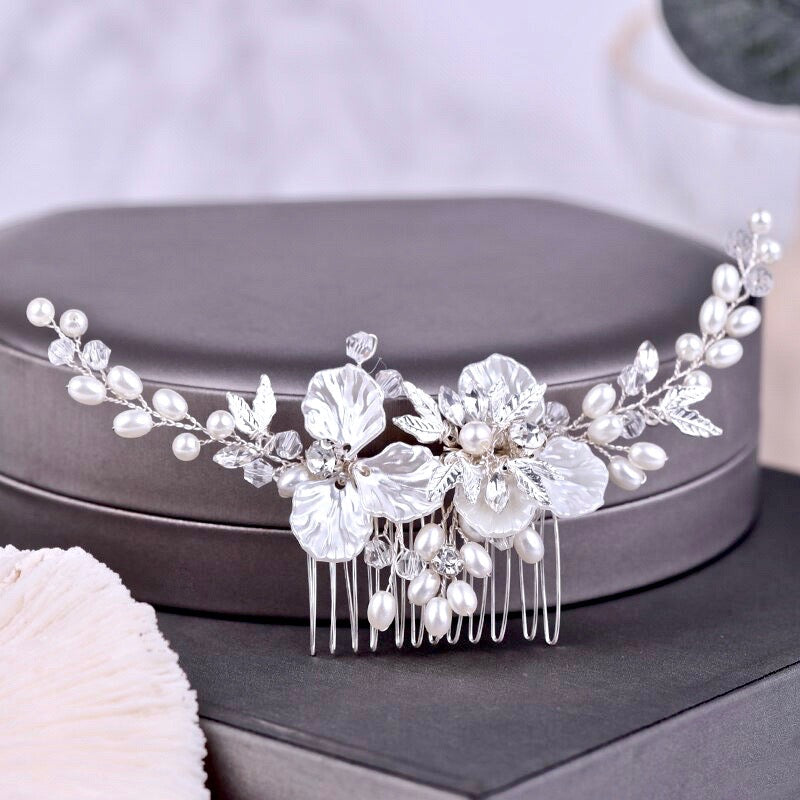 Alexandra - Pearl and Crystal Bridal Hair Comb - Available in Gold and Silver
