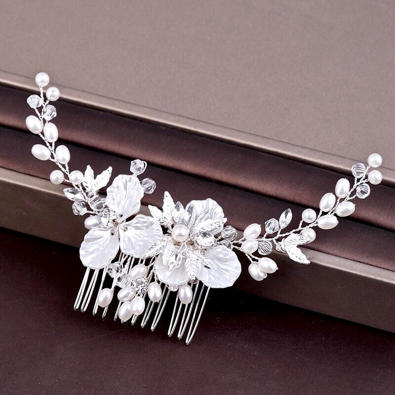 Alexandra - Pearl and Crystal Bridal Hair Comb - Available in Gold and Silver