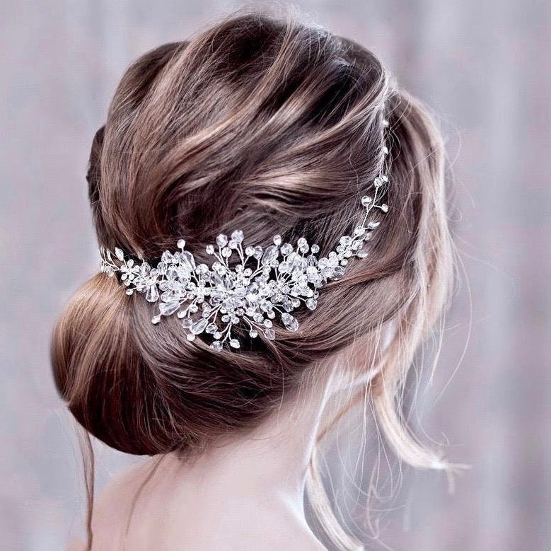 "Alessia" - Austrian Crystal Bridal Hair Vine - Available in Silver, Rose Gold and Yellow Gold