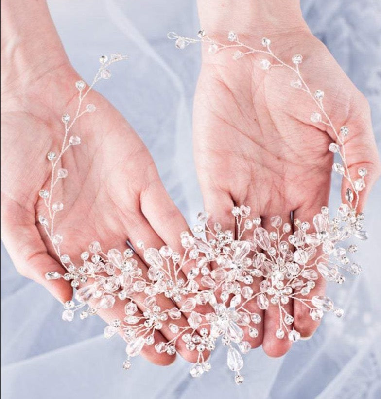 "Alessia" - Austrian Crystal Bridal Hair Vine - Available in Silver, Rose Gold and Yellow Gold