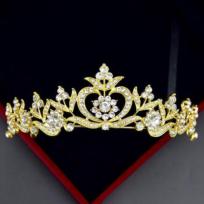 Nicolette - Rhinestone Bridal Tiara - Available in Silver, Yellow Gold and Rose Gold