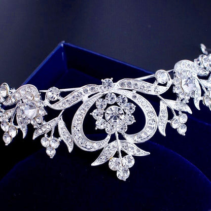 Nicolette - Rhinestone Bridal Tiara - Available in Silver, Yellow Gold and Rose Gold