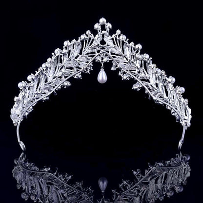 "May" - Pearl and Cubic Zirconia Bridal Tiara