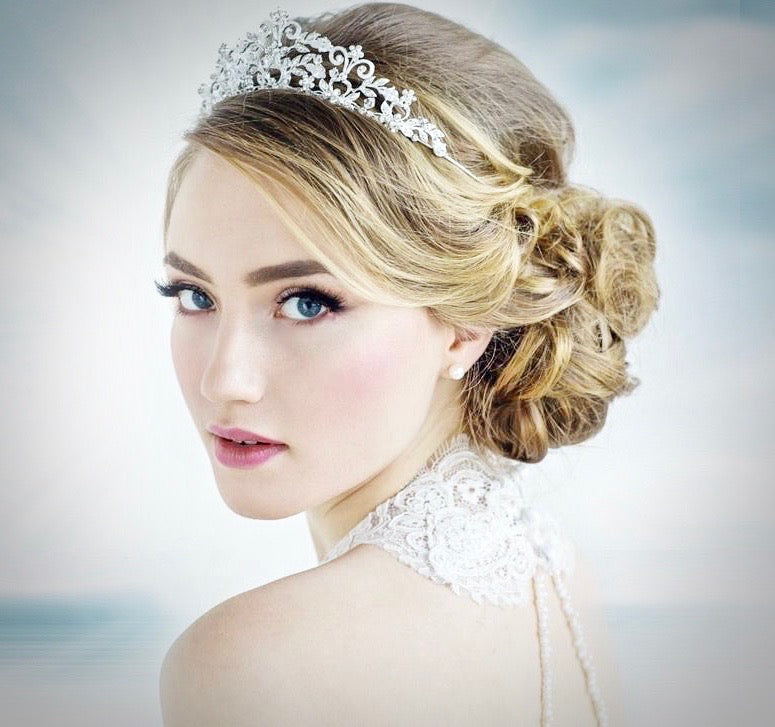 "Simone" - Crystal Bridal Tiara - Available in Silver, Rose Gold and Yellow Gold