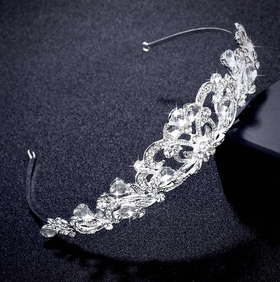 "Chantelle" - Rhinestone Bridal Tiara - Available in Silver and Yellow Gold