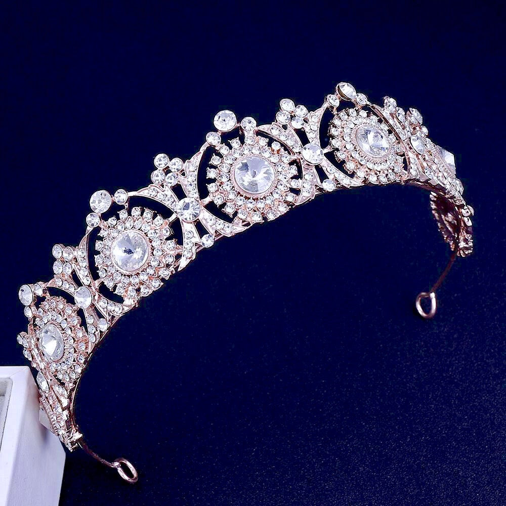 "Donatella" - Rhinestone Bridal Tiara - Available in Rose Gold and Silver