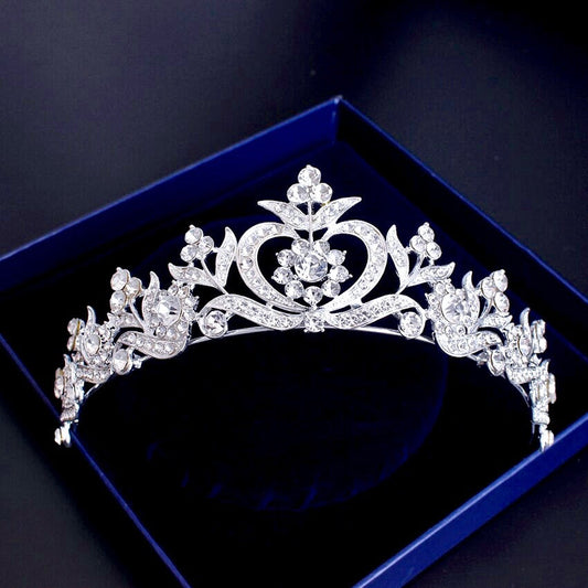 Nicolette - Rhinestone Bridal Tiara - Available in Silver, Yellow Gold and Rose Gold