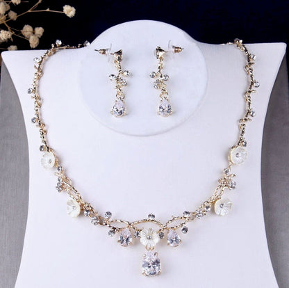 "Kariyah" - Gold Bridal 3-Piece Jewelry Set With Tiara
