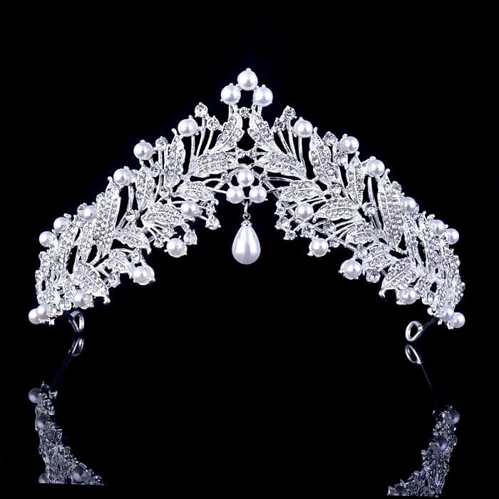 "May" - Pearl and Cubic Zirconia Bridal Tiara